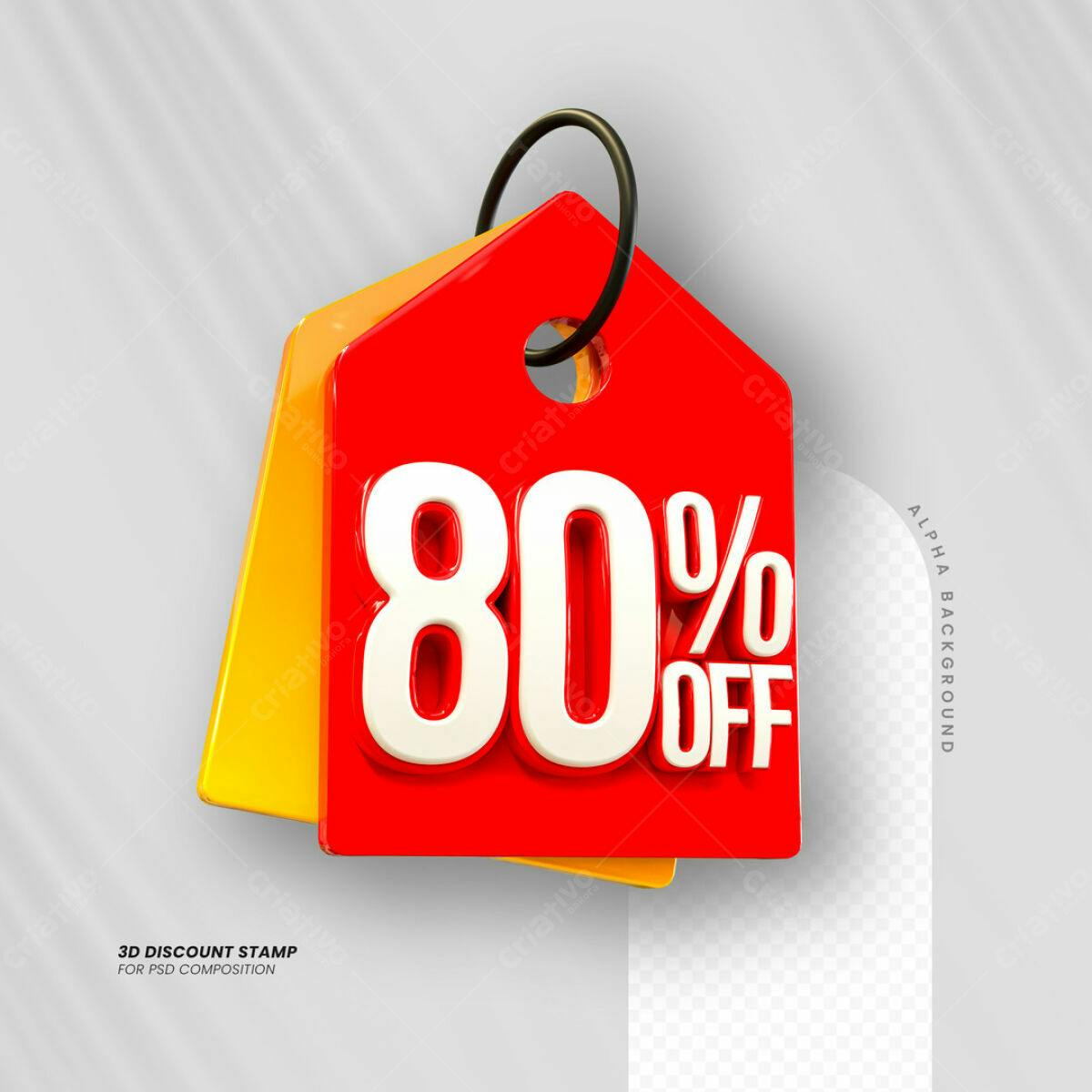Carimbo 3D 80% de Desconto PSD Editável