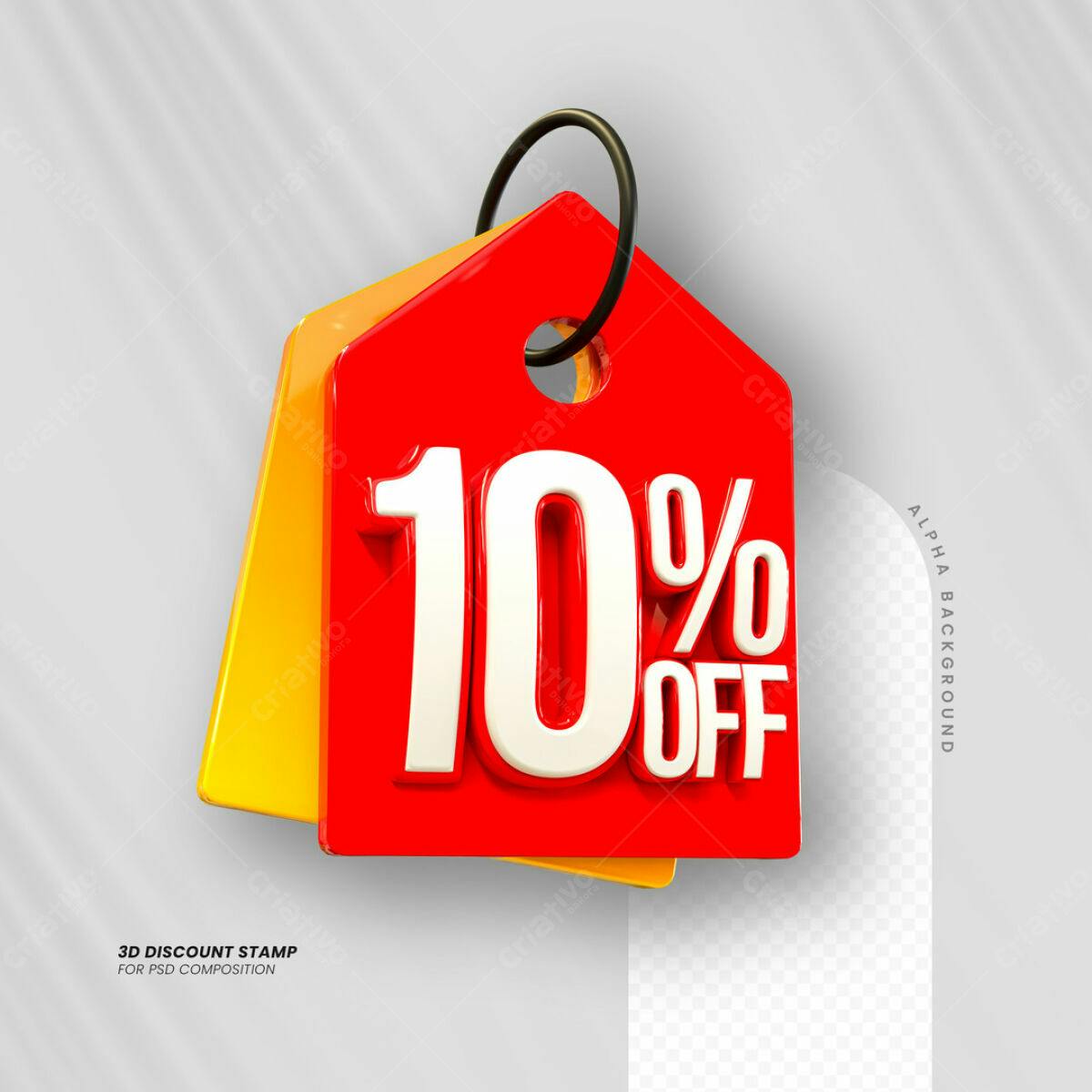 Carimbo 3D 10% OFF PSD Editável