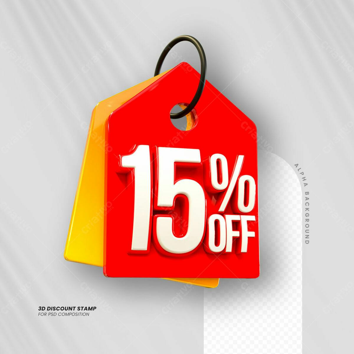 Carimbo 3D 15% OFF PSD Editável