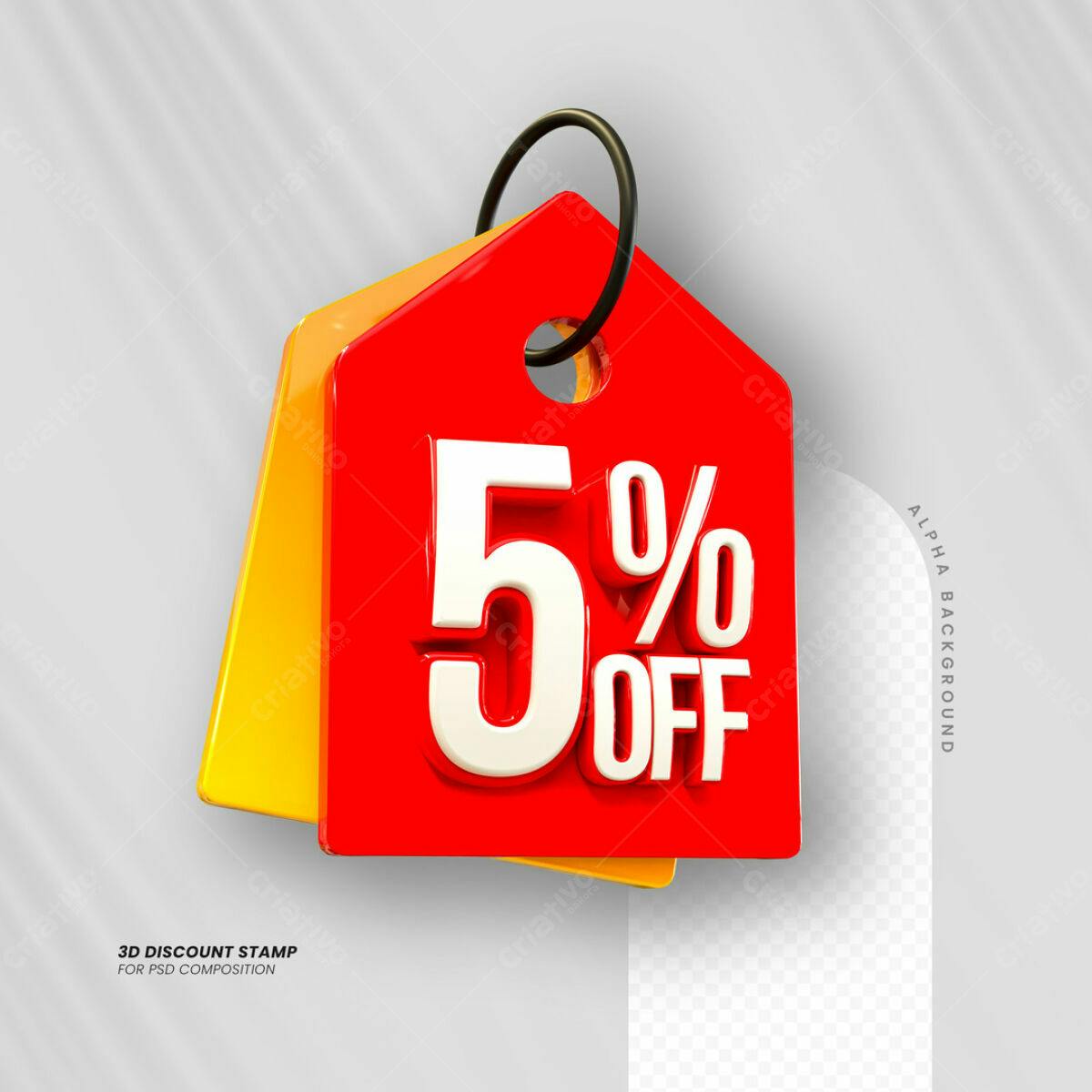 Carimbo 3D 5% Off PSD Editável