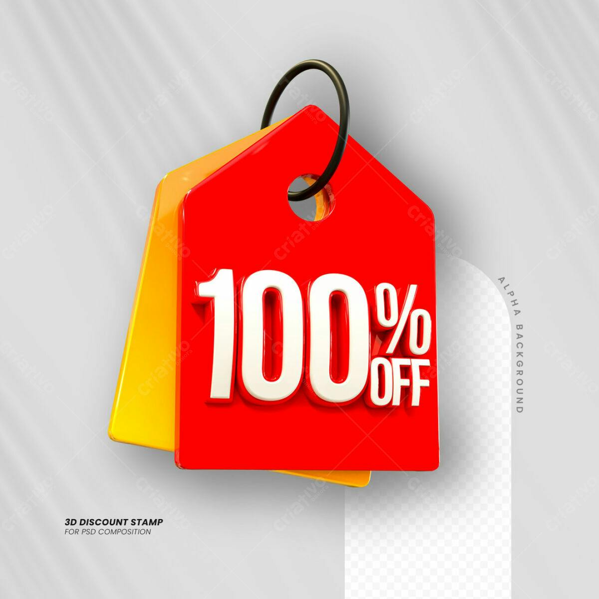 Carimbo 3D 100% Off PSD Editável
