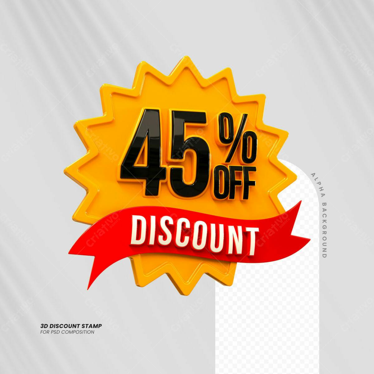 Carimbo 3D Desconto 45% PSD Editável