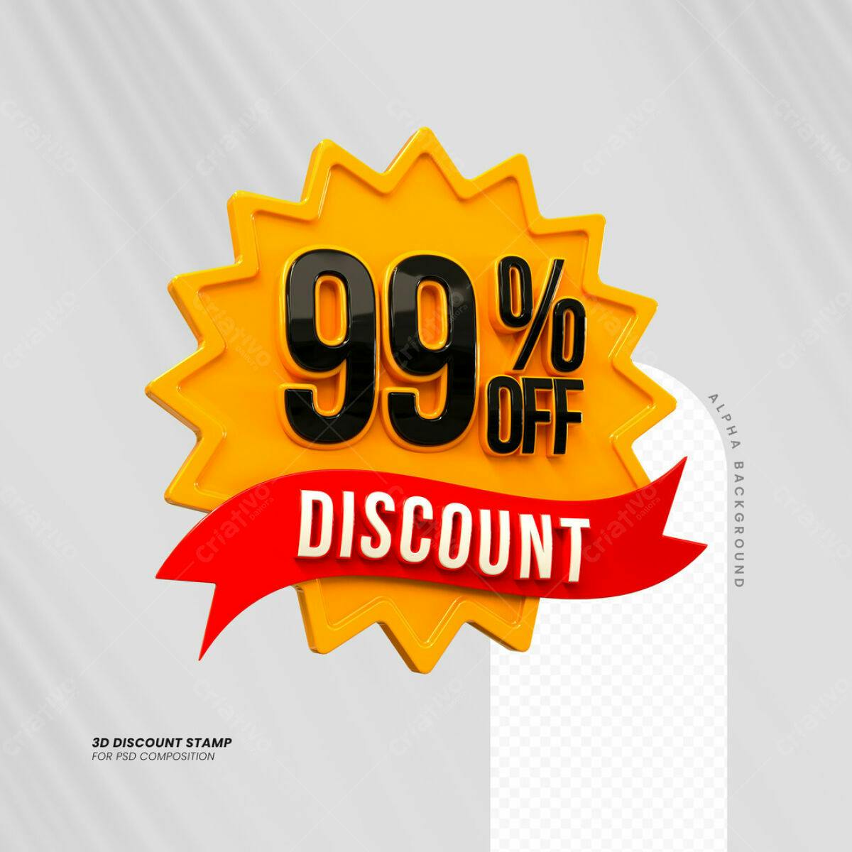 Carimbo 3D 99% OFF PSD Editável