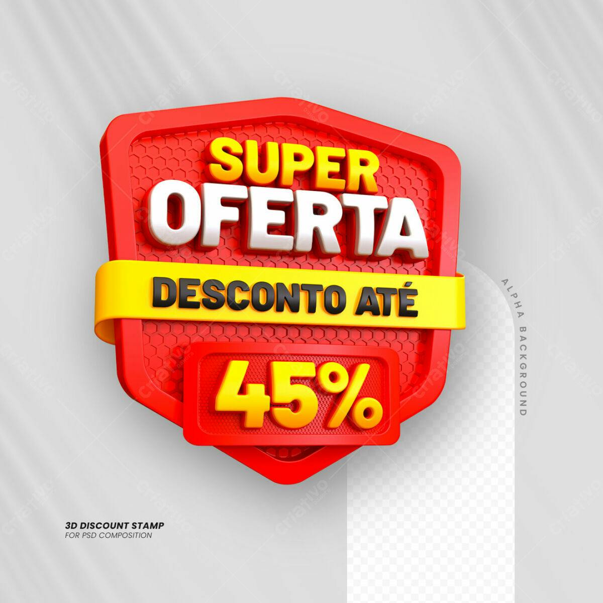 Selo 3D Super Oferta 45% PSD Editável
