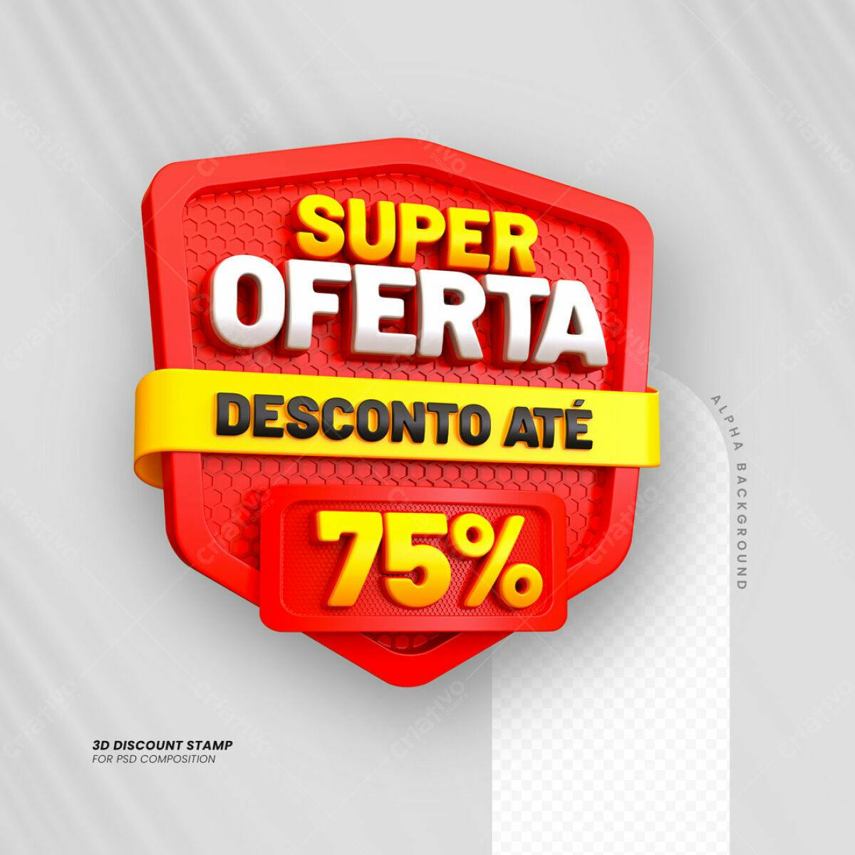 Carimbo 3D Super Oferta 75% PSD Editável