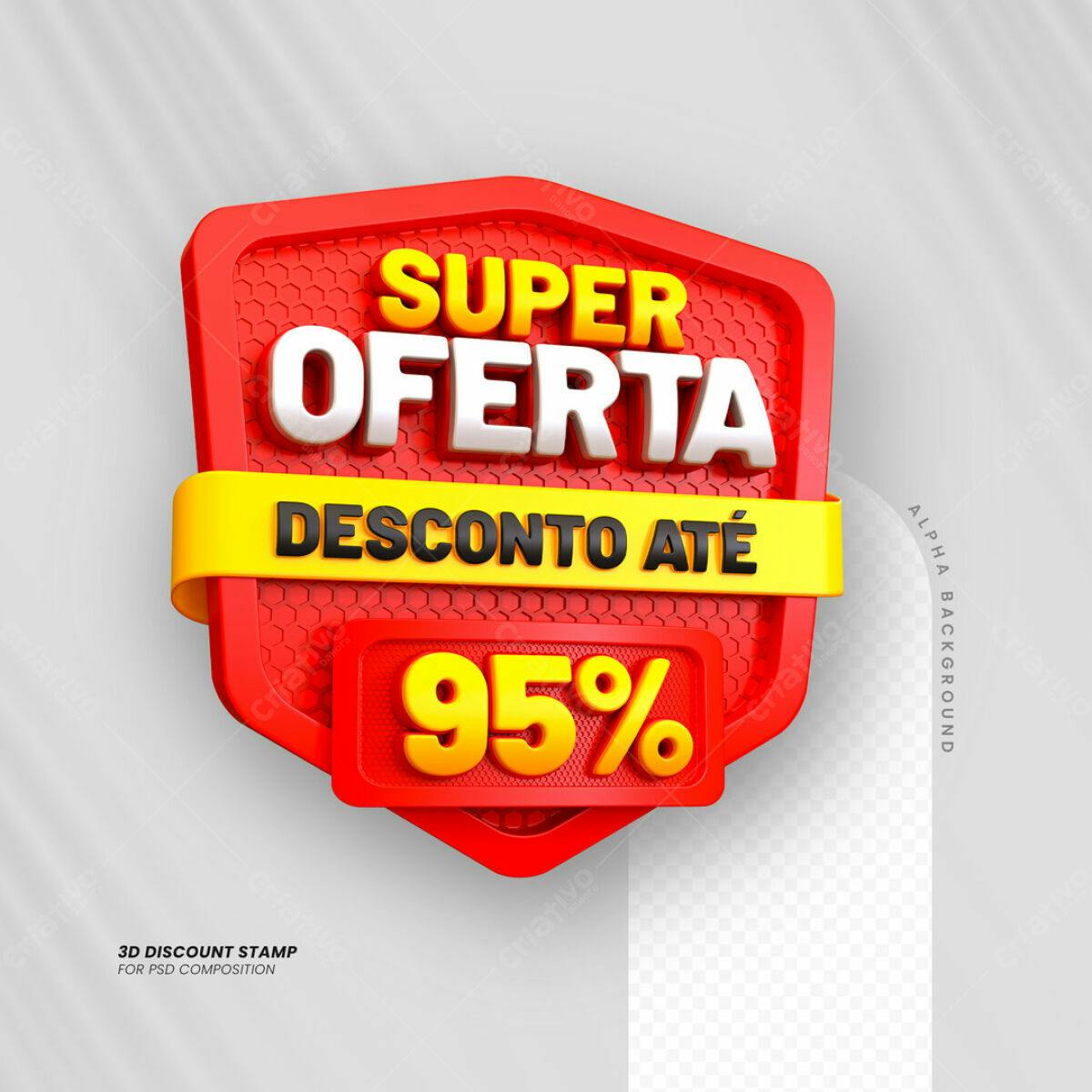 Carimbo 3D Super Oferta 95% PSD Editável