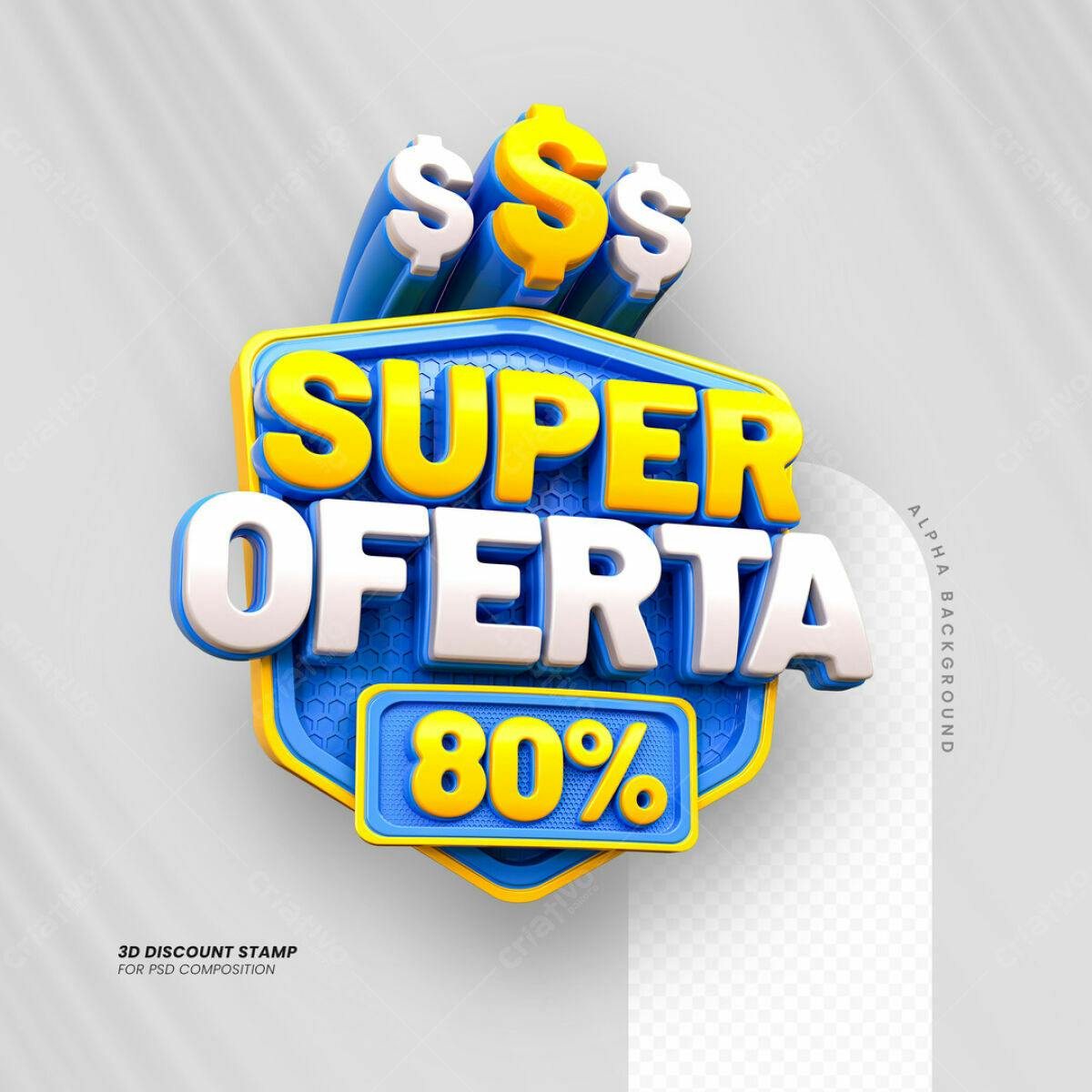 Carimbo 3D Super Oferta 80% PSD Editável