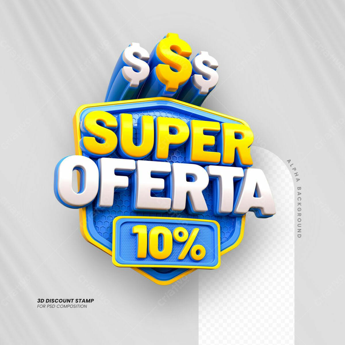 Carimbo 3D Super Oferta 10% PSD Editável