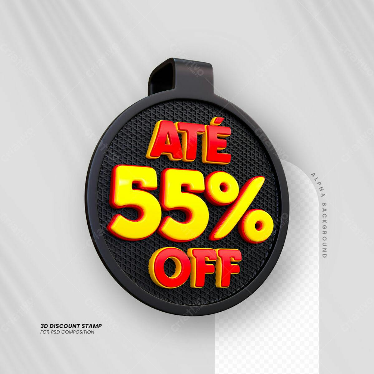 Selo 3D Desconto Até 55% OFF PSD Editável