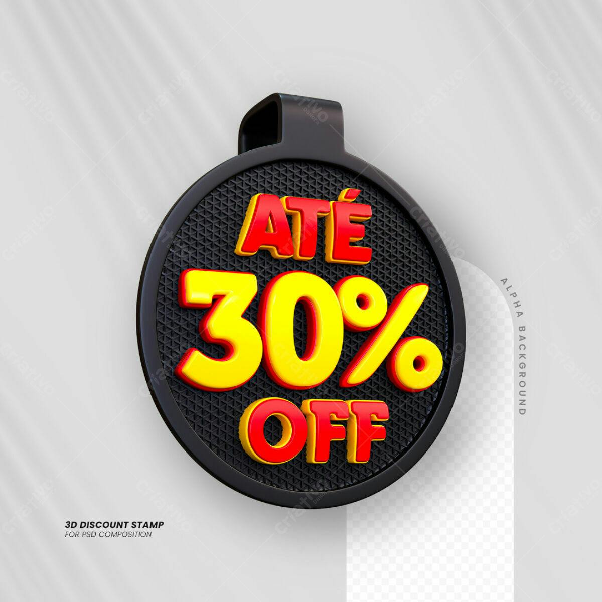 Carimbo 3D Até 30% OFF PSD Editável