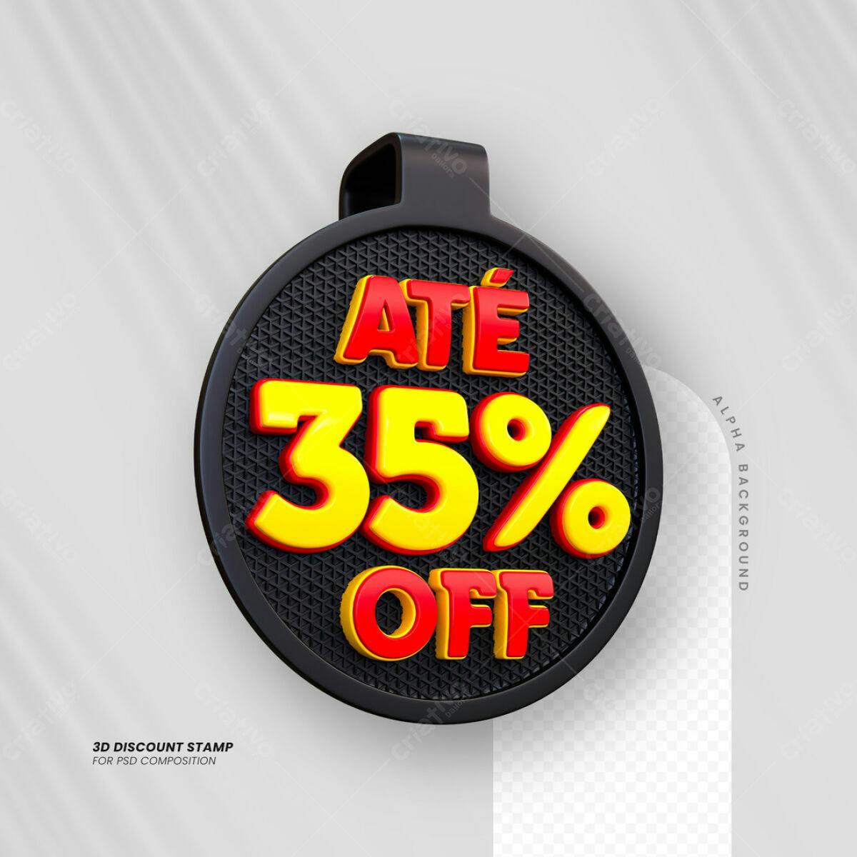 Carimbo 3D Até 35% Off PSD Editável