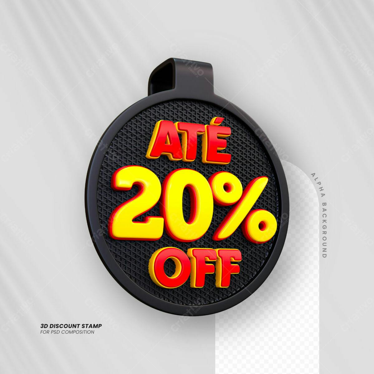 Carimbo 3D Até 20% Off PSD Editável
