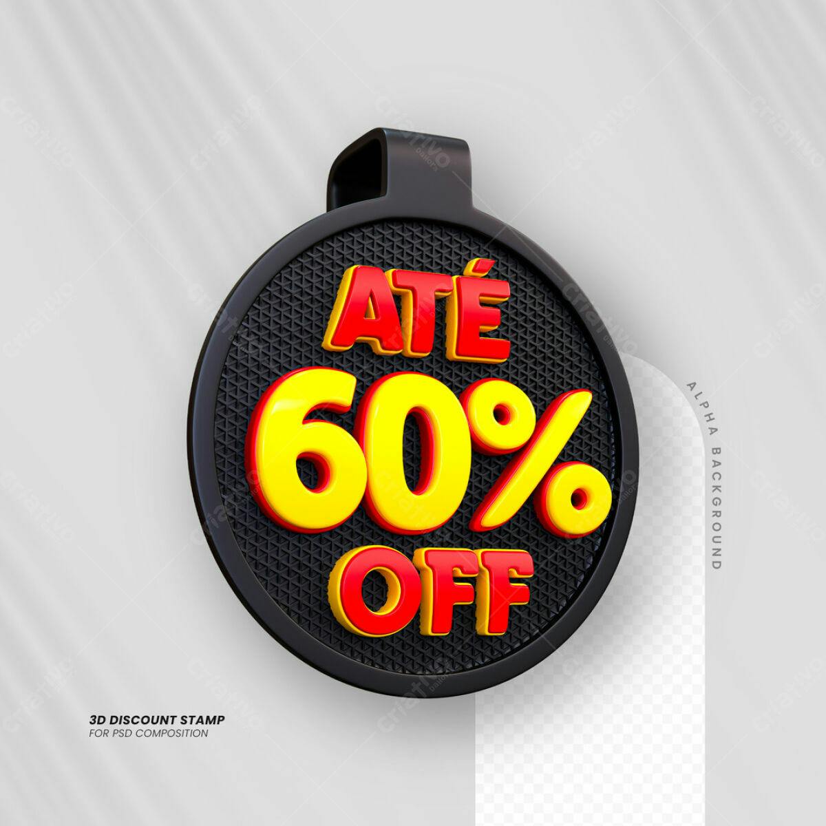 Carimbo 3D Até 60% Off PSD Editável