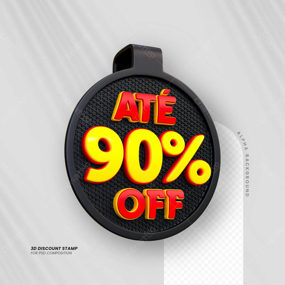 Carimbo 3D Até 90% Off PSD Editável