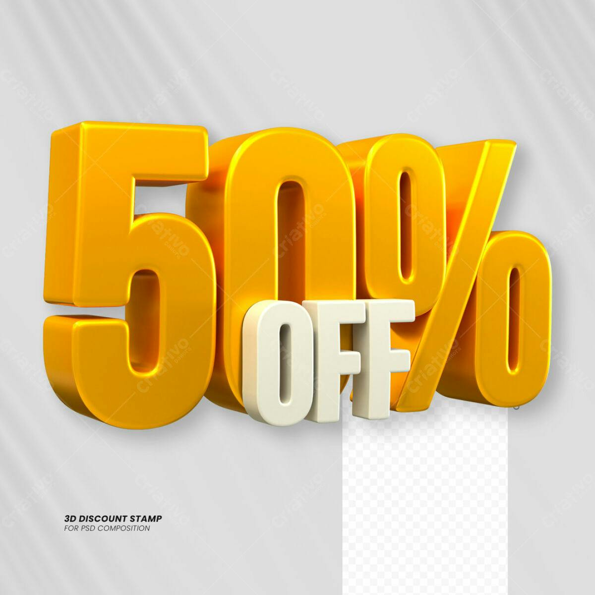 Carimbo 3D 50% Off PSD Editável