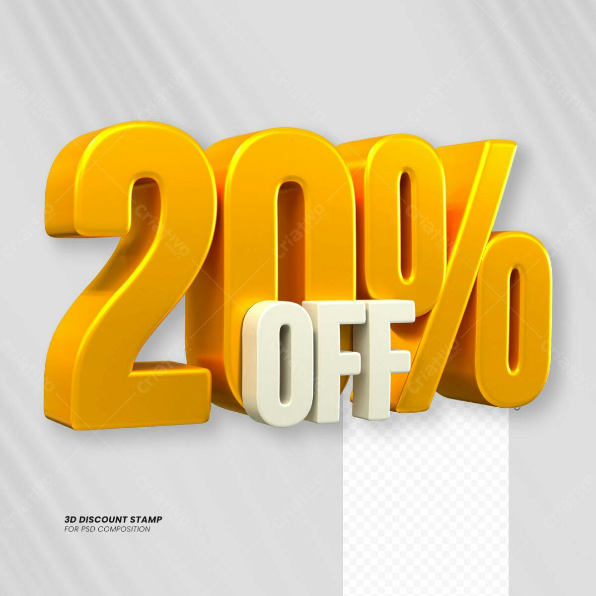 Carimbo 3D 20% OFF PSD Editável