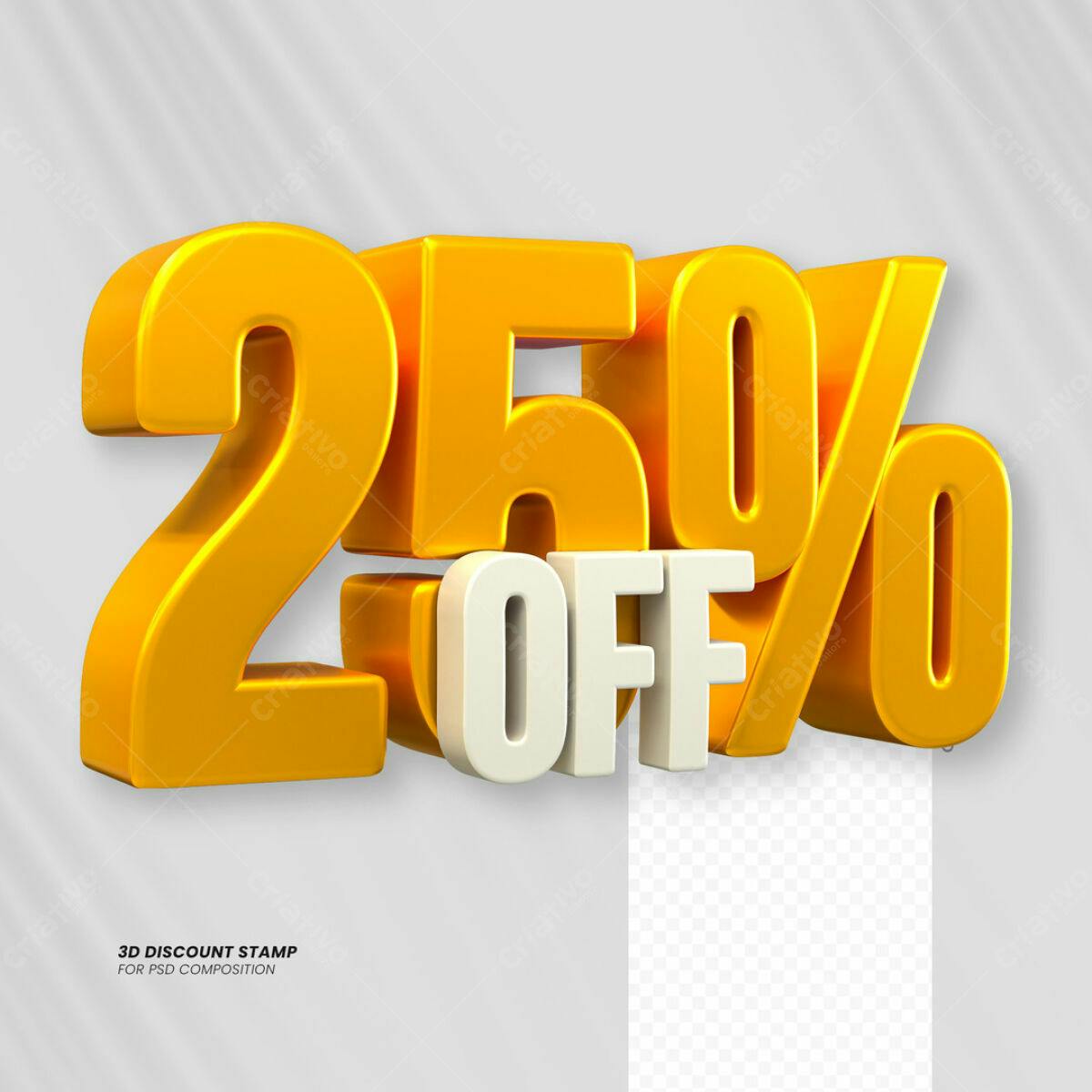 Carimbo 3D 25% OFF PSD Editável