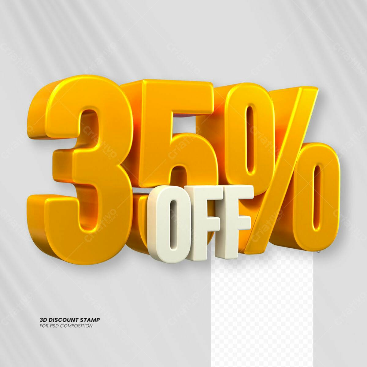 Carimbo 3D 35% OFF PSD Editável