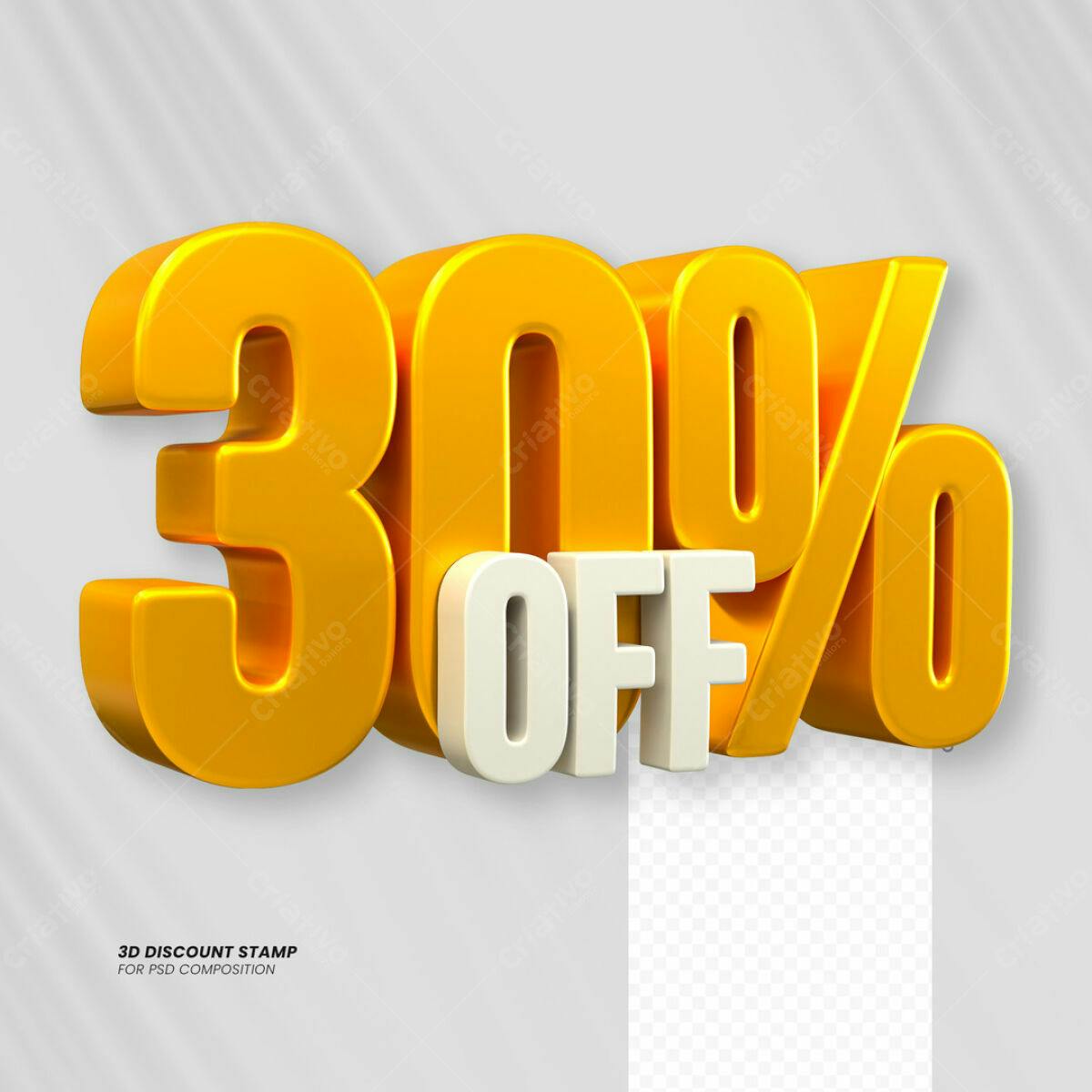 Selo 3D 30% de Desconto PSD Editável