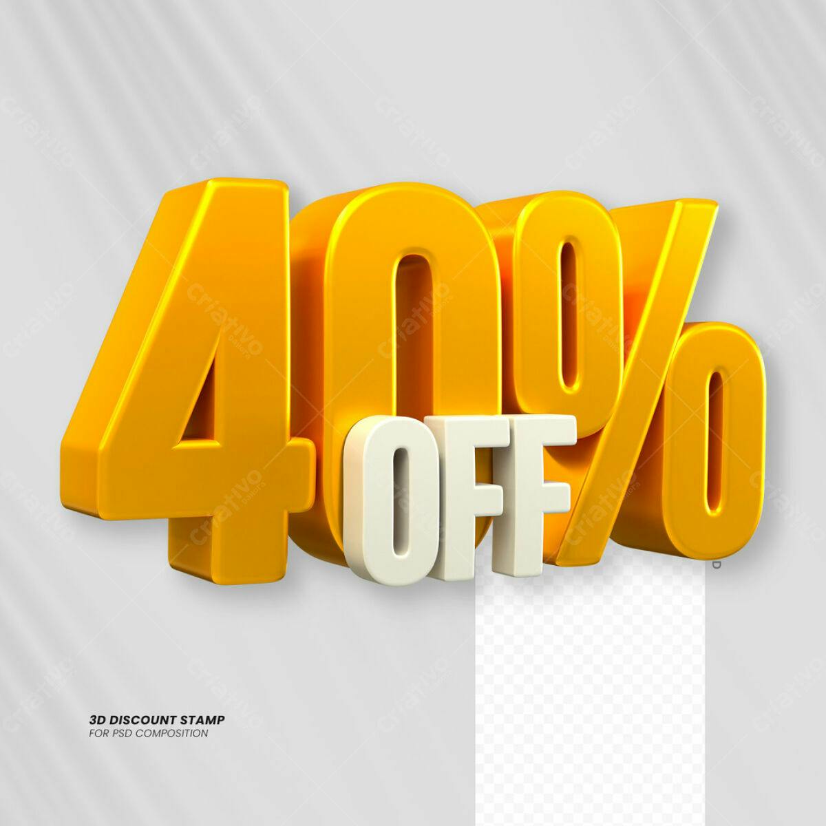 Carimbo 3D 40% OFF PSD Editável