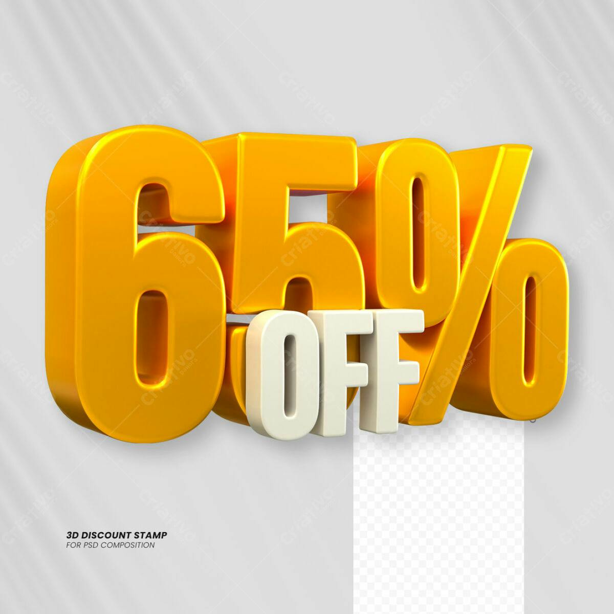 Selo 3D 65% Desconto PSD Editável