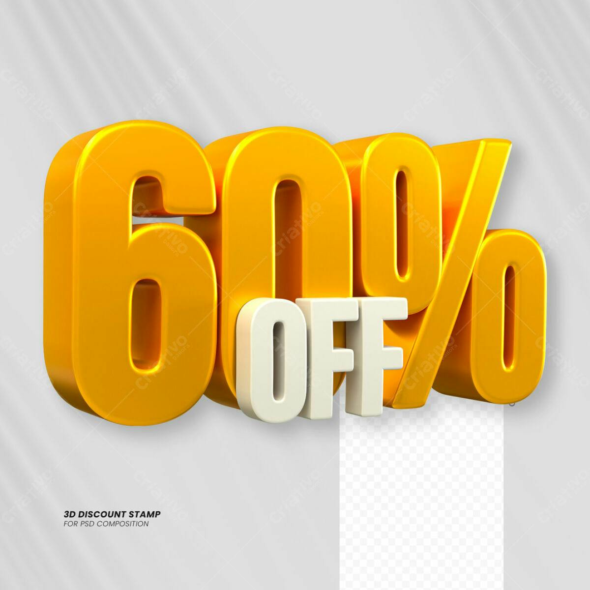 Carimbo 3D 60% Off PSD Editável