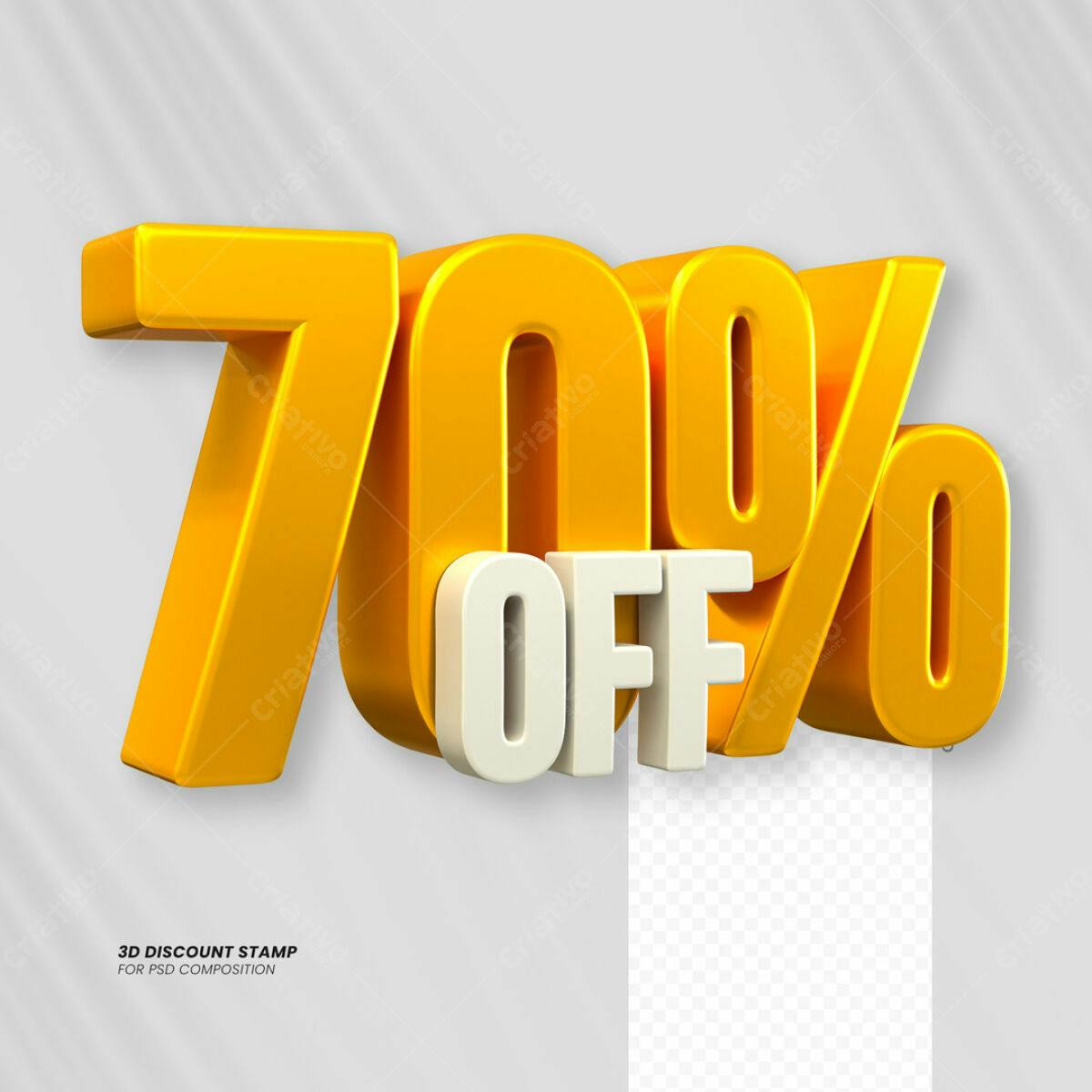 Carimbo 3D 70% OFF PSD Editável