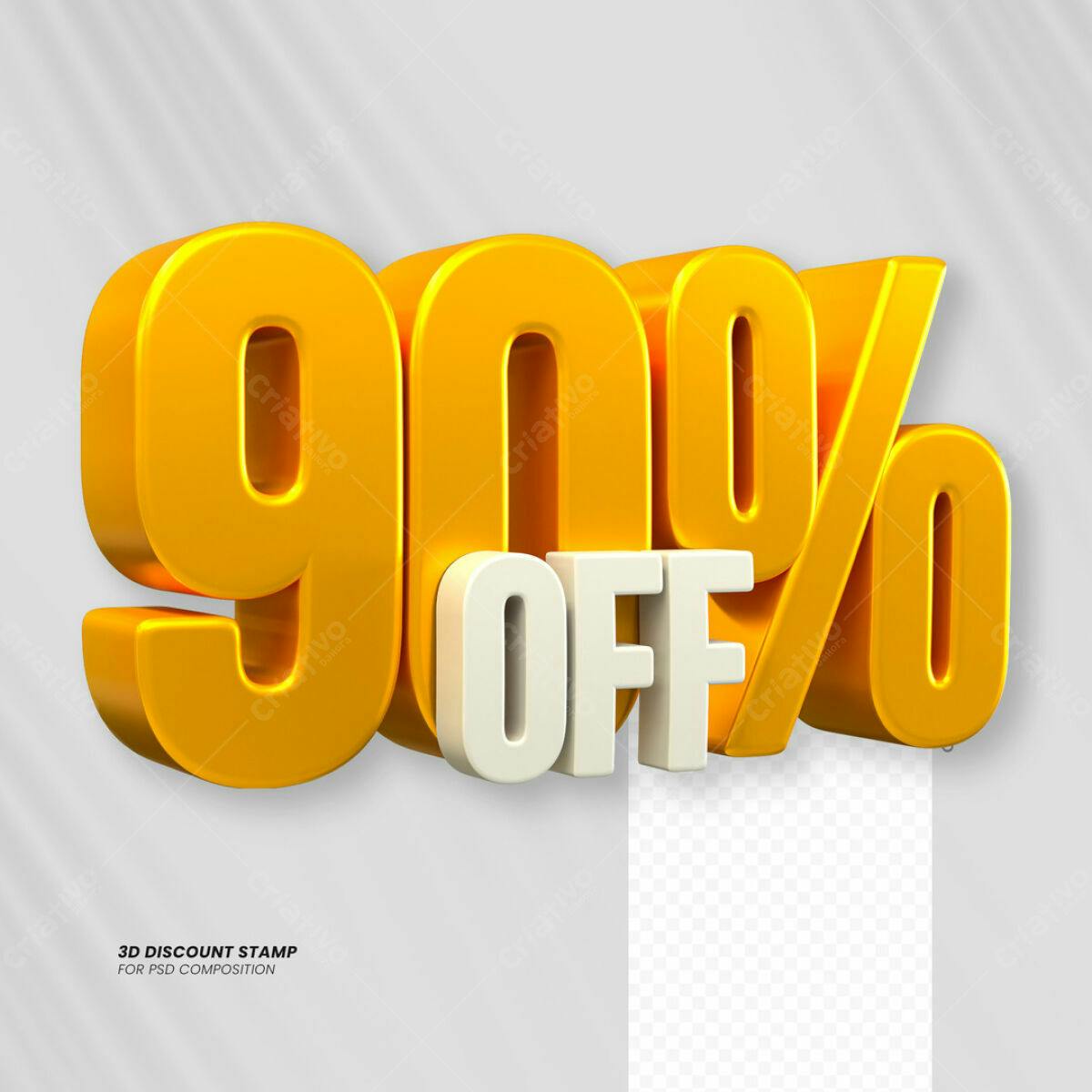 Carimbo 3D 90% Off PSD Editável