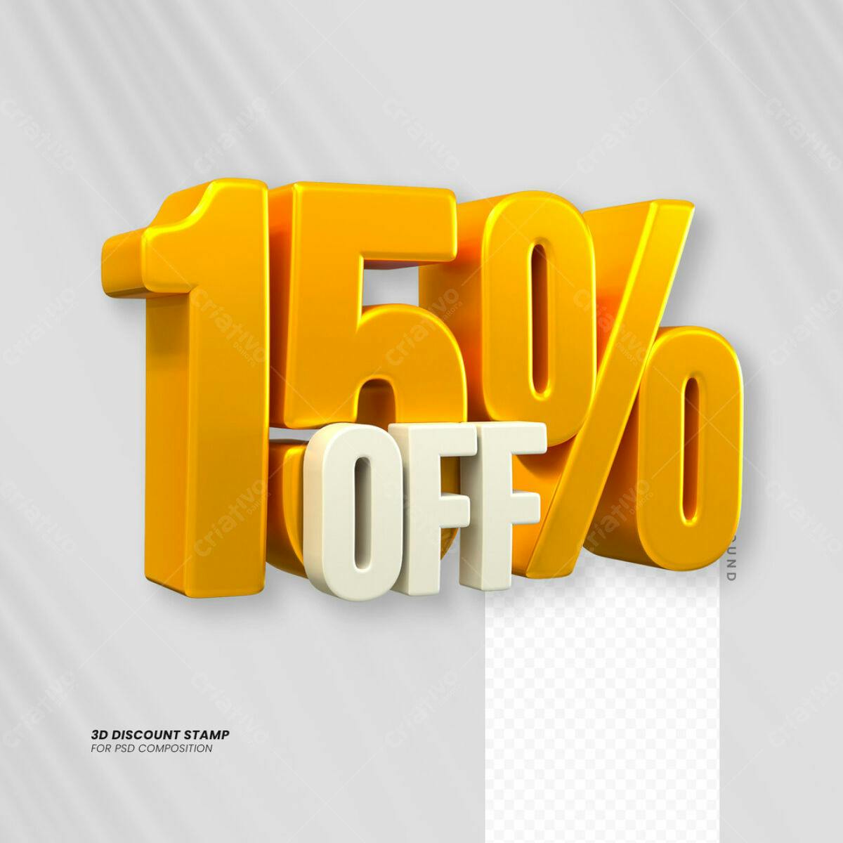 Carimbo 3D 15% OFF PSD Editável