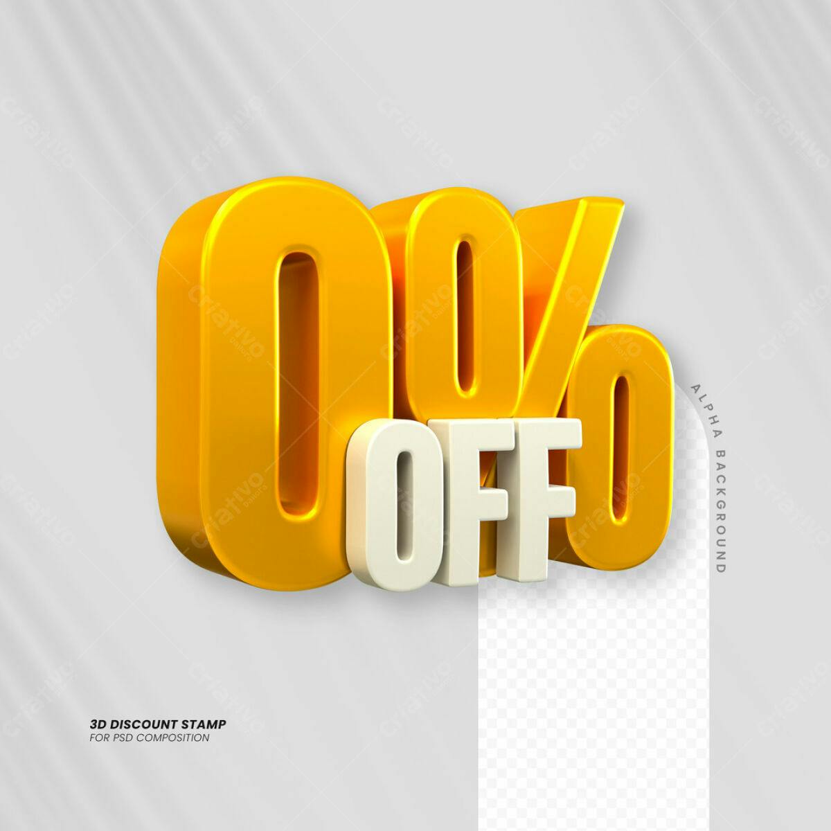 Carimbo 3D de Desconto 0% Off PSD Editável