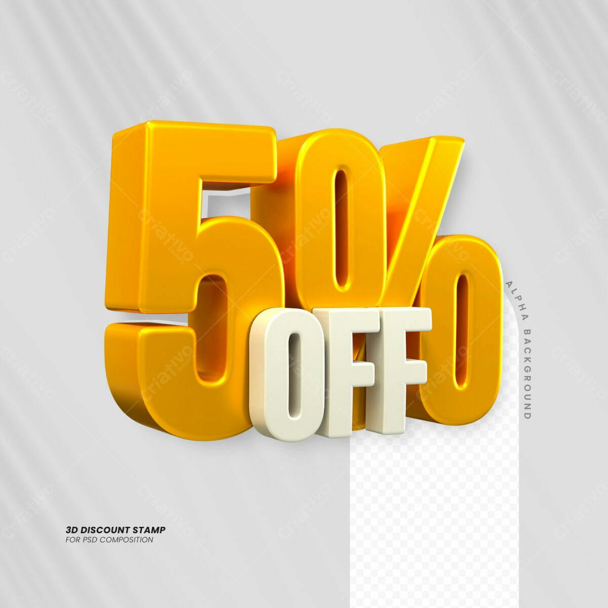 Carimbo 3D 50% OFF PSD Editável