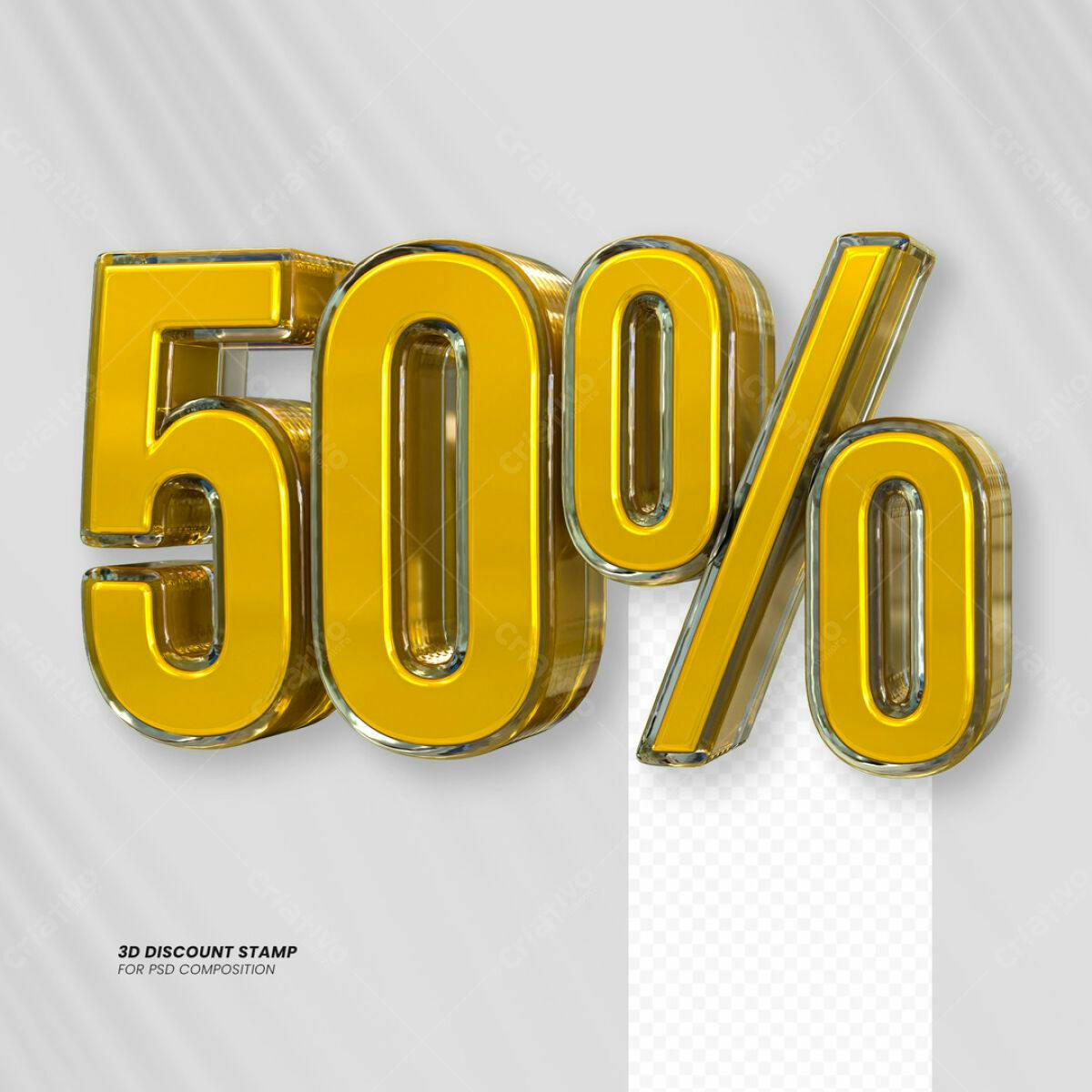 Carimbo 3D 50% de Desconto PSD Editável