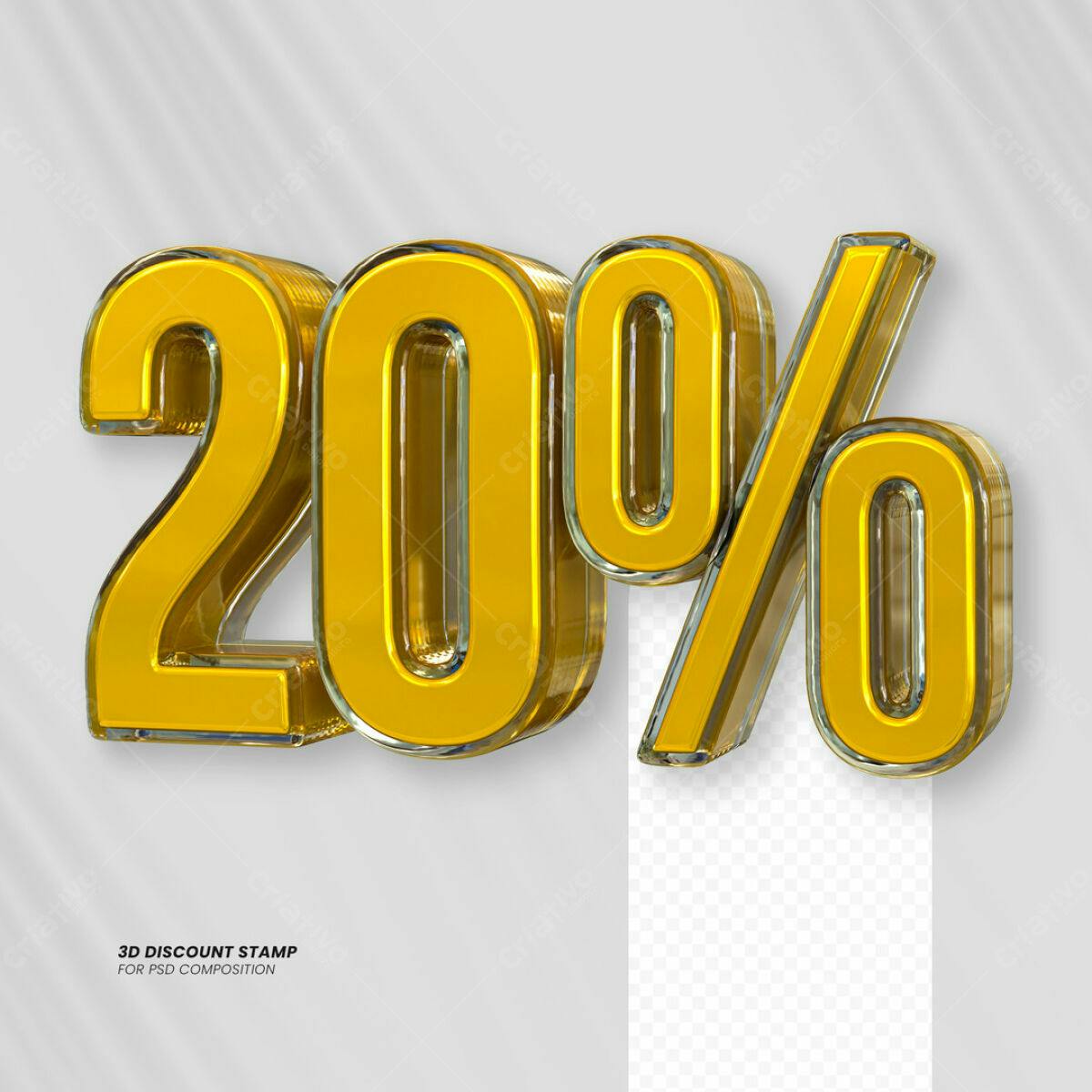 Selo 3D Desconto 20% PSD Editável