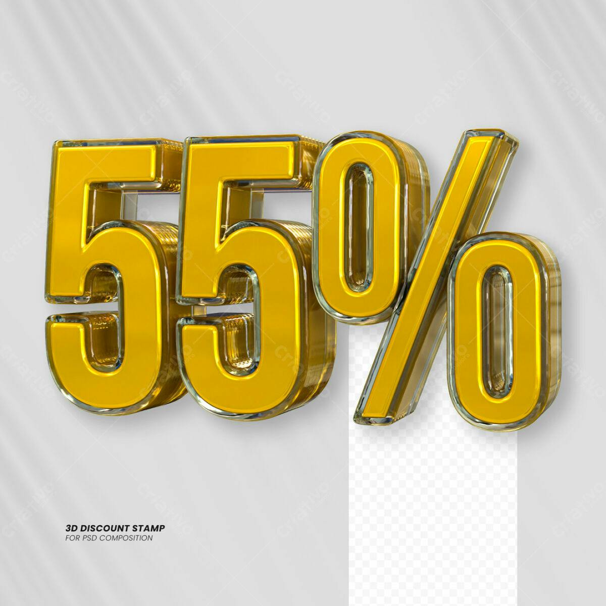 Carimbo 3D 55% Desconto PSD Editável