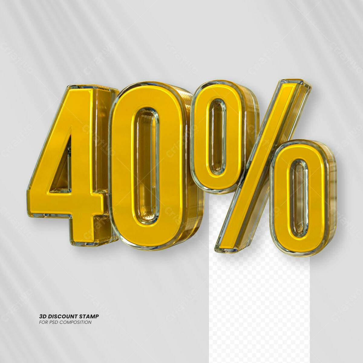 Carimbo 3D 40% Desconto PSD Editável