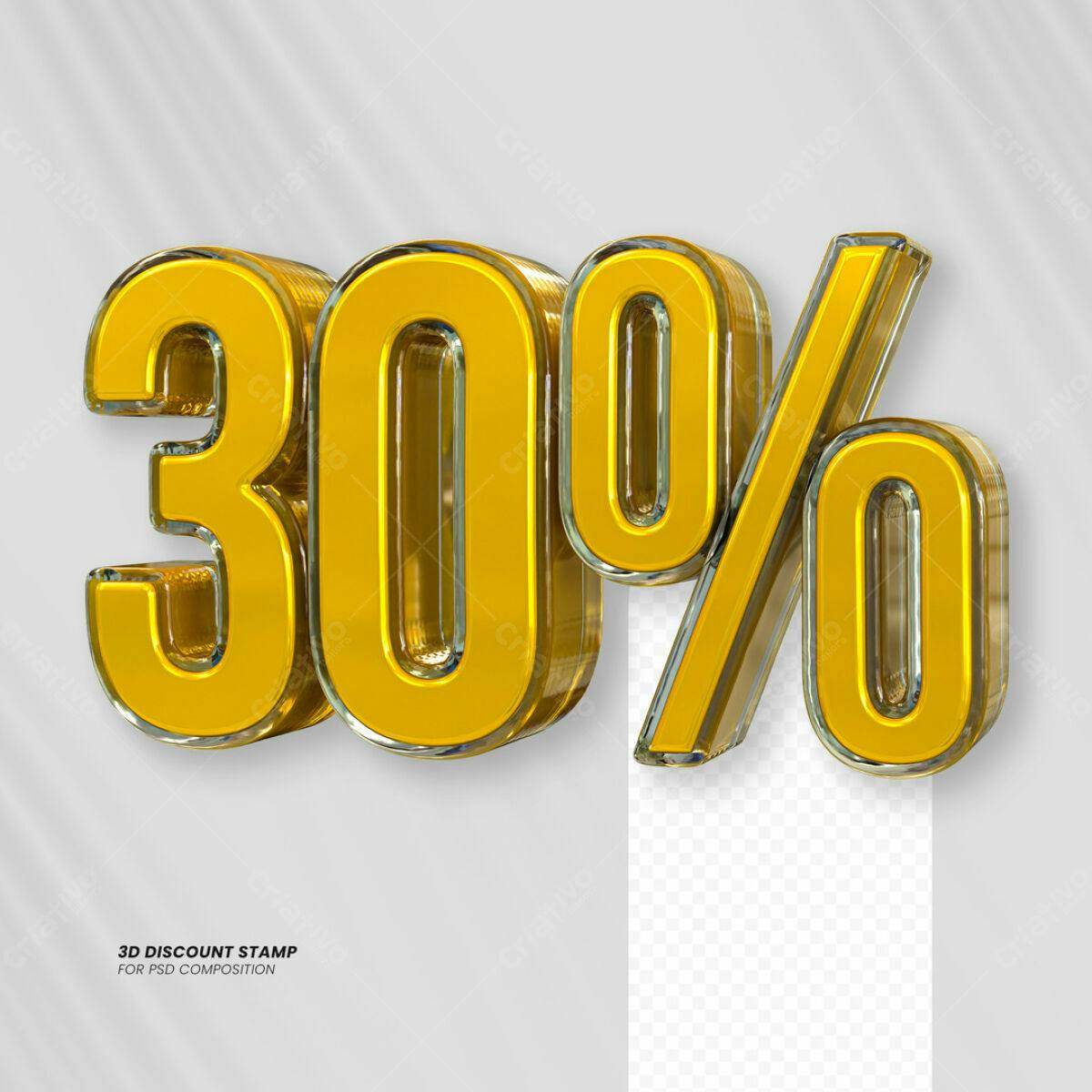 Selo 3D de Desconto 30% PSD Editável