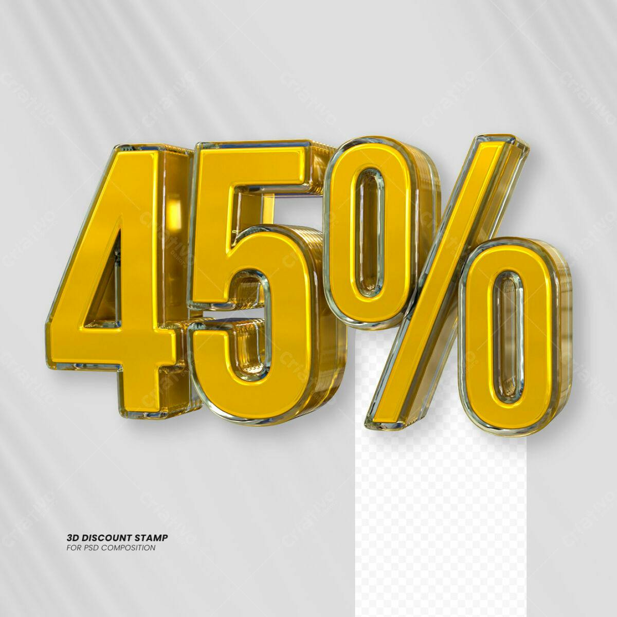 Carimbo 3D 45% Desconto PSD Editável