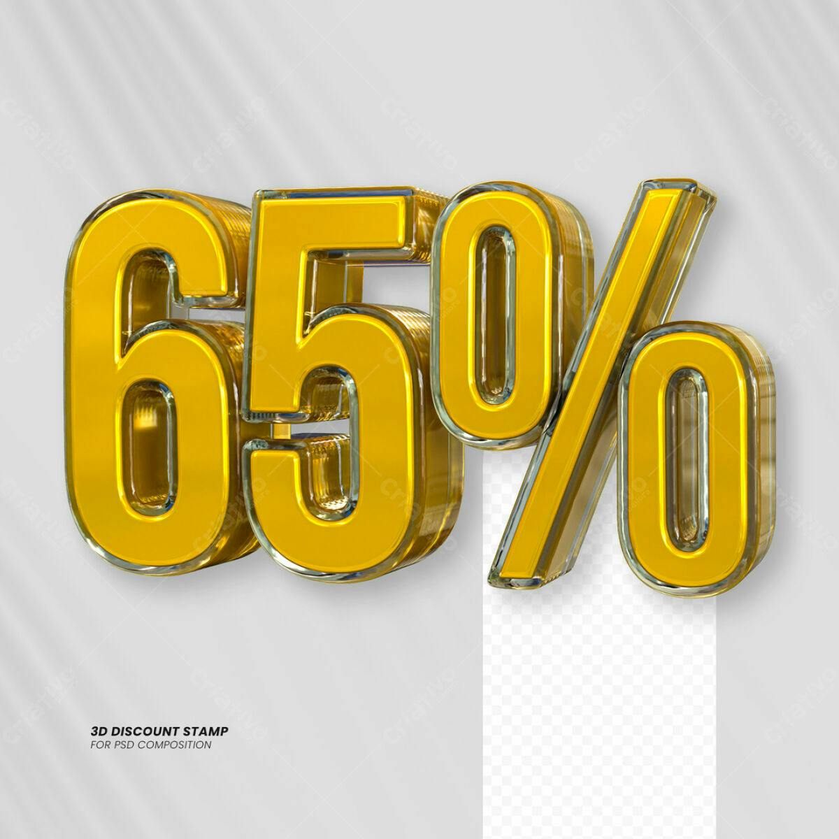 Carimbo 3D 65% Desconto PSD Editável