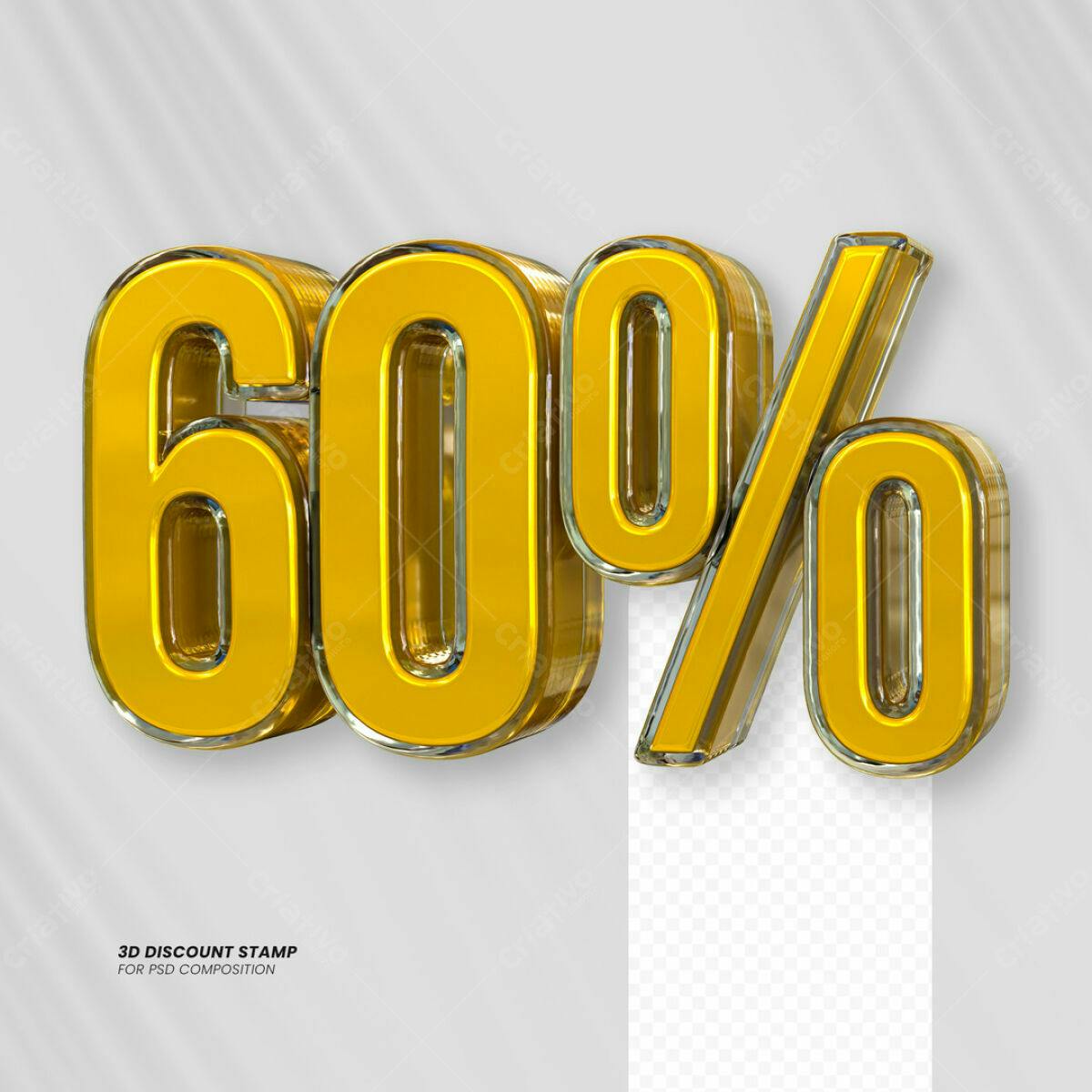 Selo 3D 60% Desconto PSD Editável