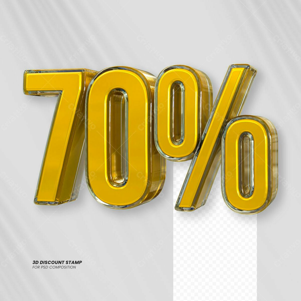 Carimbo 3D 70% Desconto PSD Editável