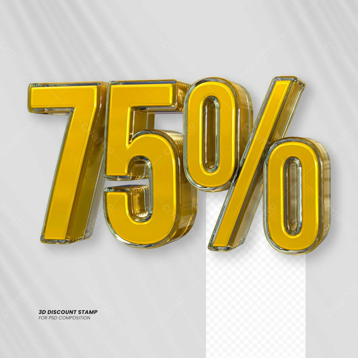Carimbo 3D de Desconto 75% PSD Editável