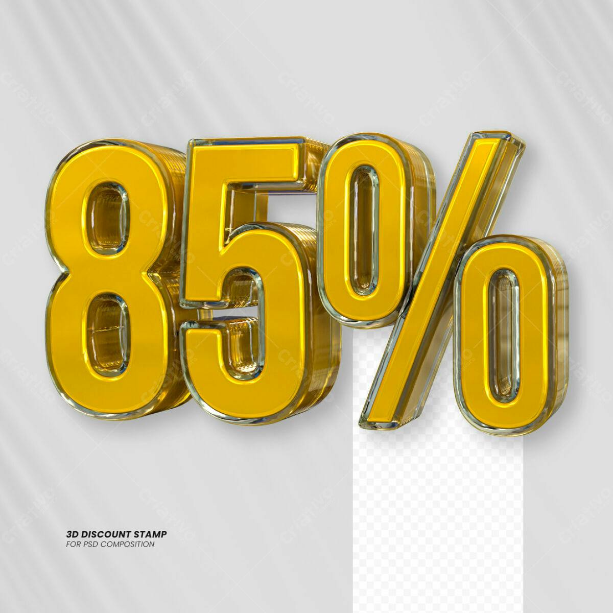 Carimbo 3D 85% Desconto PSD Editável
