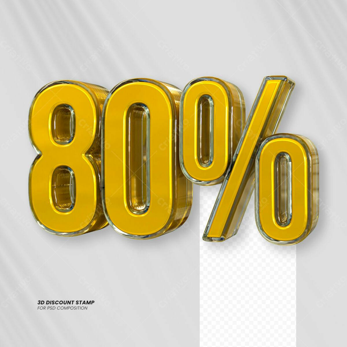 Selo 3D 80% Desconto PSD Editável