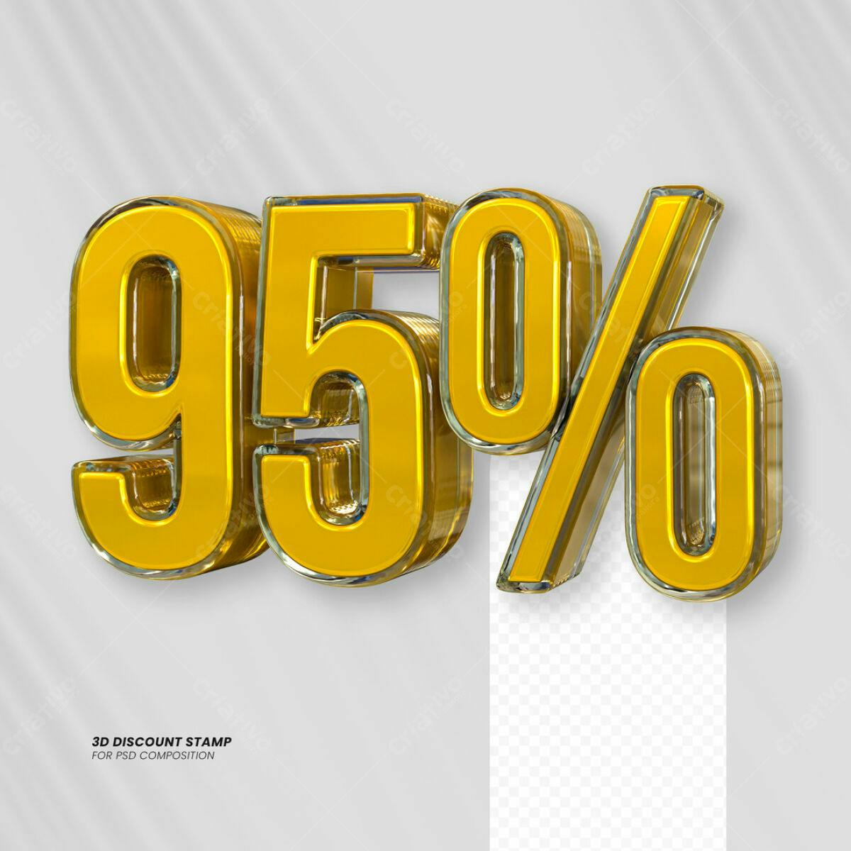 Carimbo 3D 95% de Desconto PSD Editável