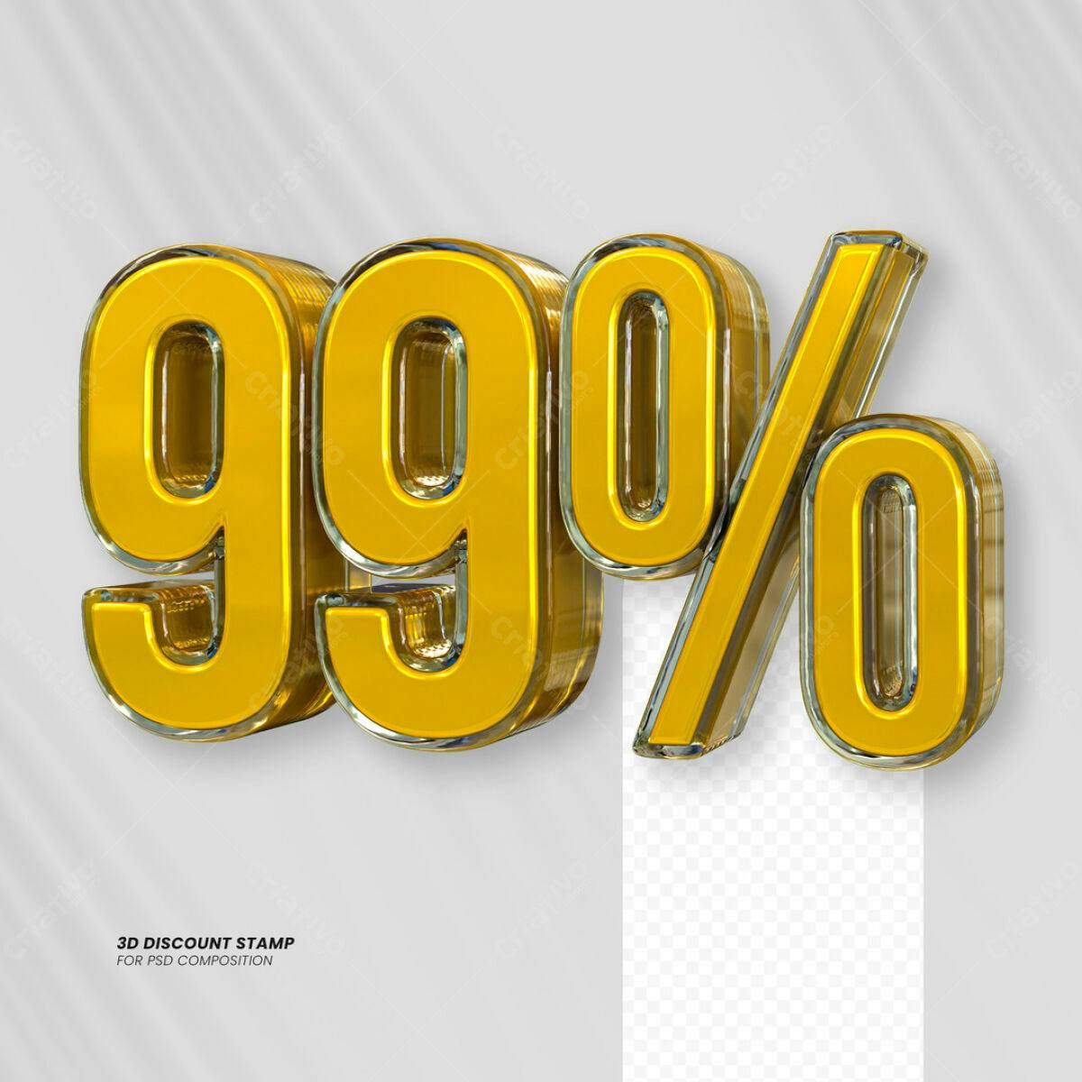 Carimbo 3D de Desconto 99% PSD Editável