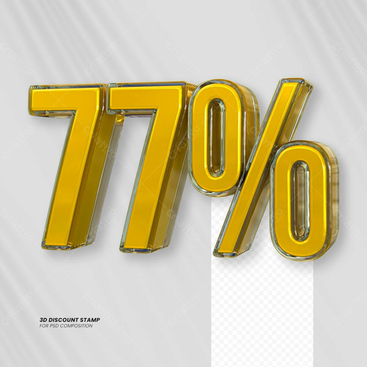 Carimbo 3D 77% Desconto PSD Editável
