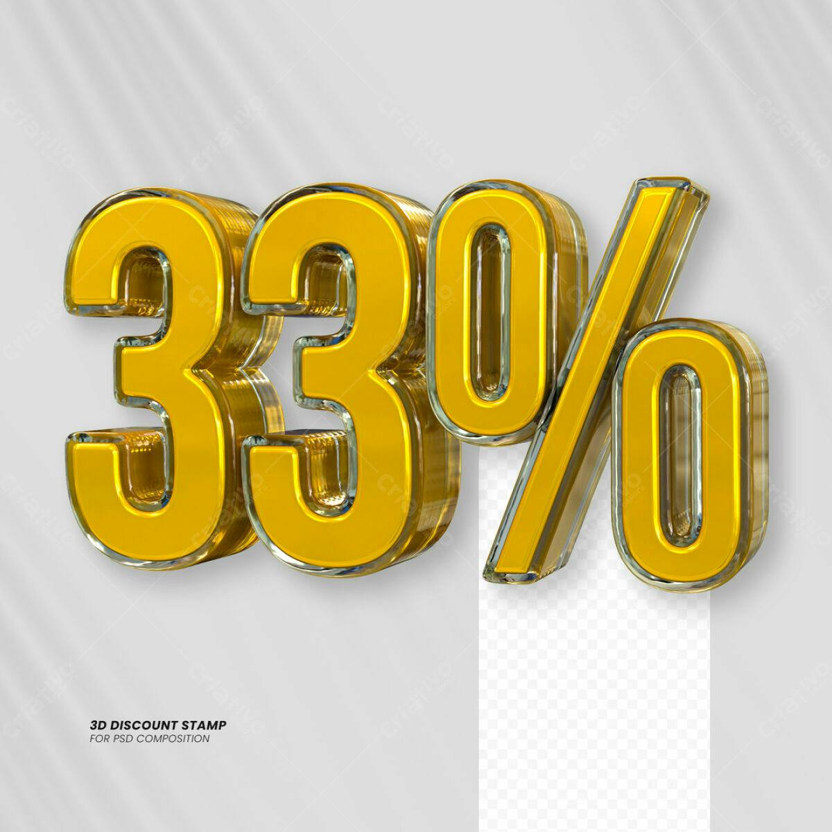Carimbo 3D de Desconto 33% PSD Editável