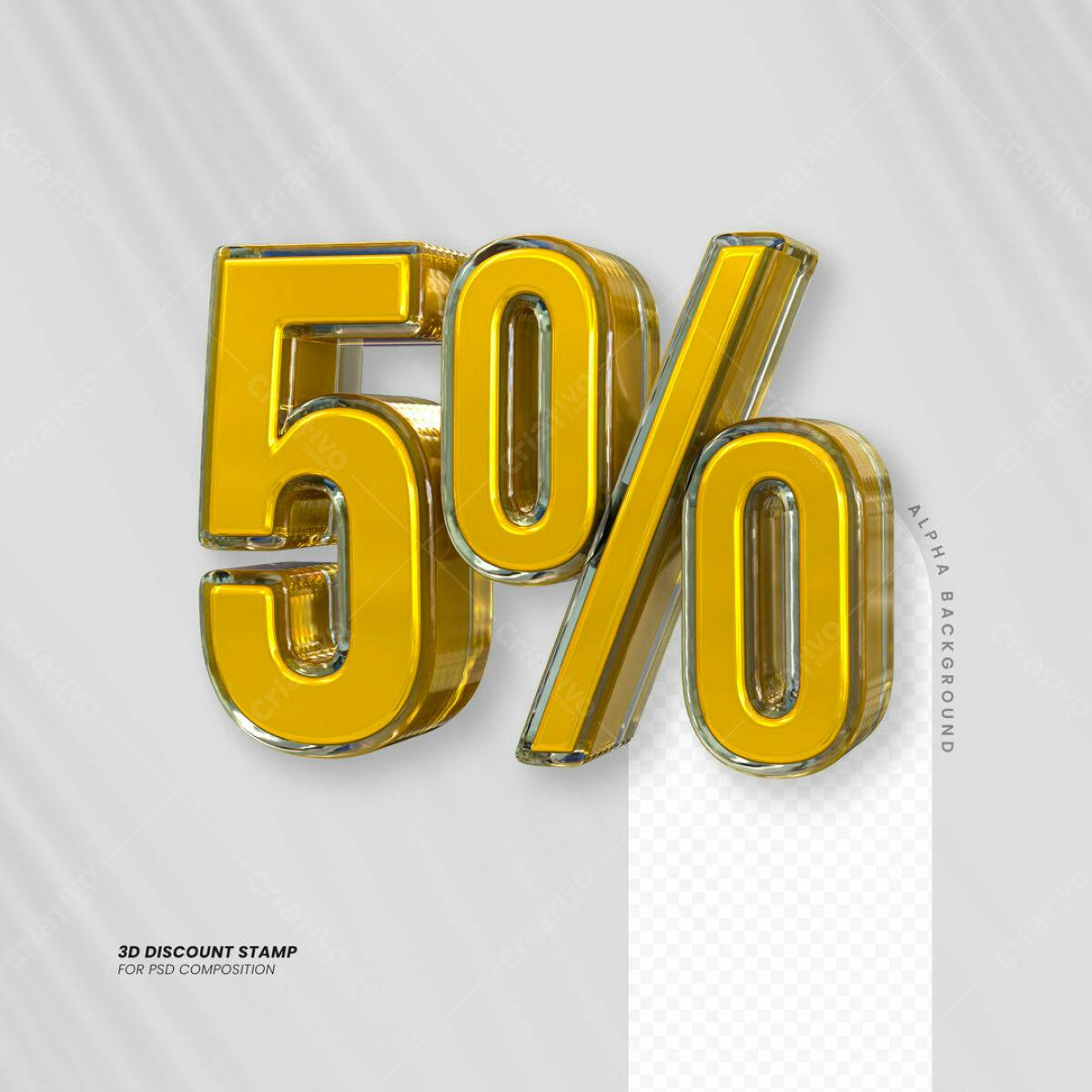 Selo de Desconto 5% em 3D PSD Editável