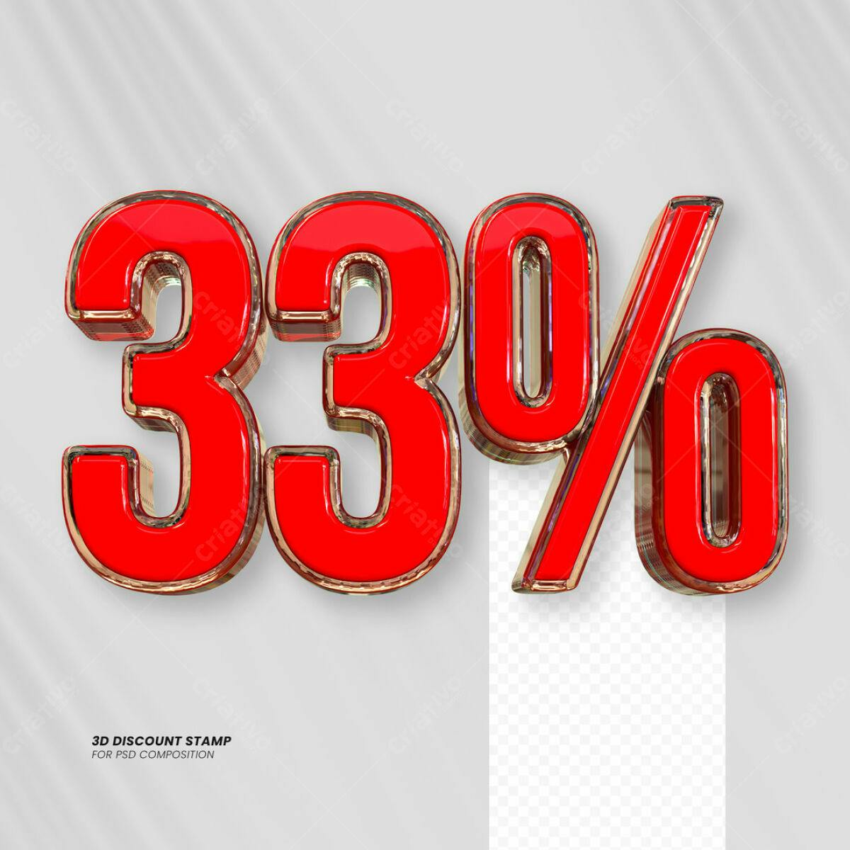 Carimbo 3D 33% de Desconto PSD Editável