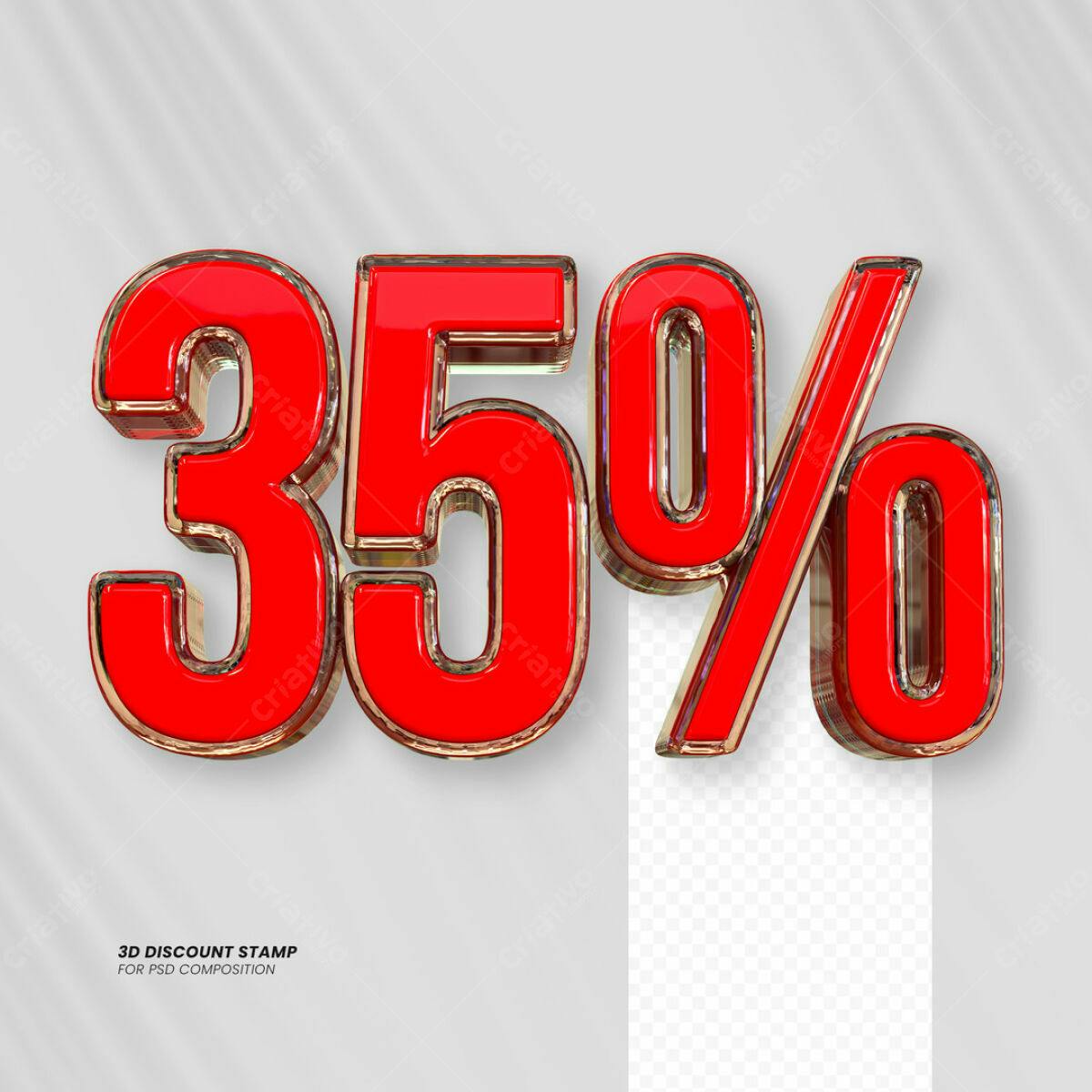 Carimbo 3D 35% Desconto PSD Editável